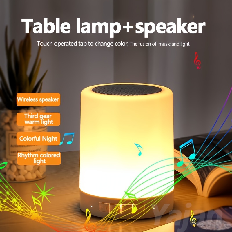1pc Wireless Night Light Speaker Bass Mini Sound For School Supplies Home Decor, Office, Camping