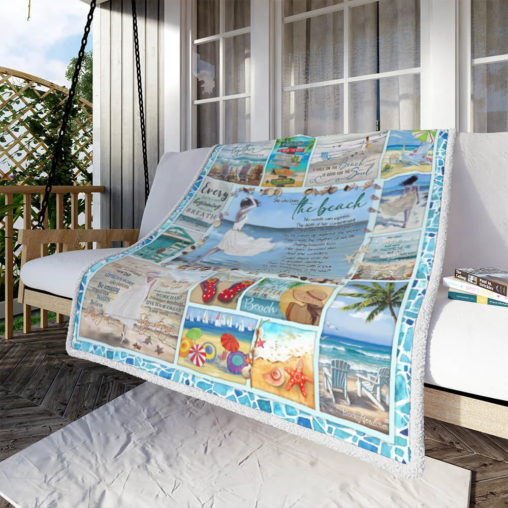 Beach Girl – She Who Loves The Beach Sofa Throw Blanket