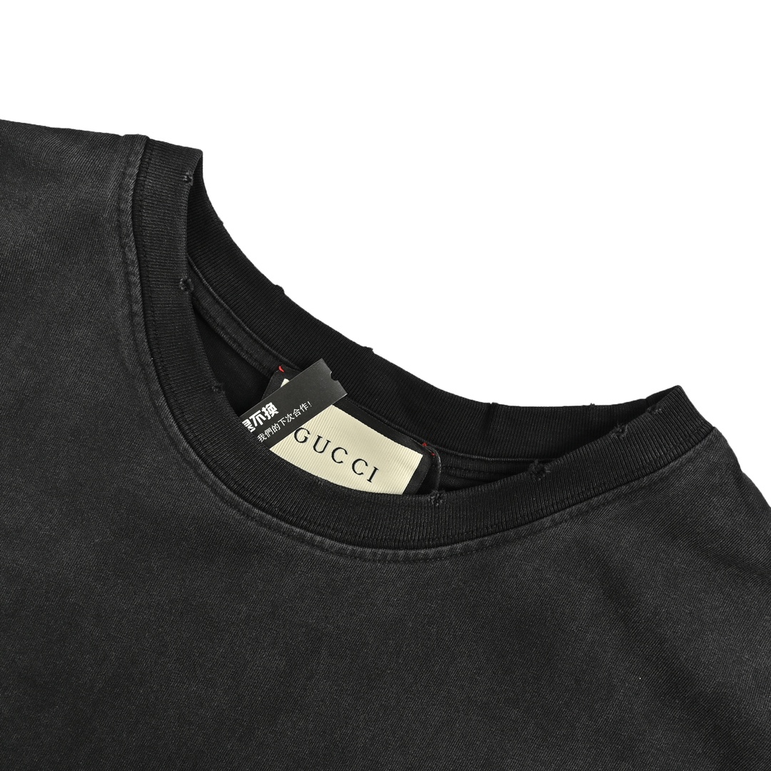 Gucci 24ss hand-painted graffiti double G washed short sleeves