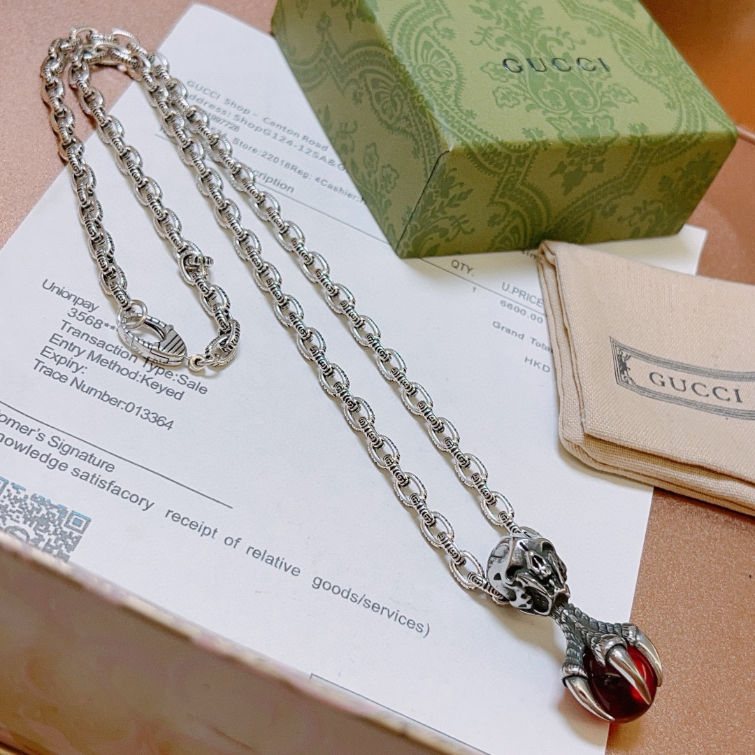 Gucci Anger Forest Series Red Agate Chain Necklace