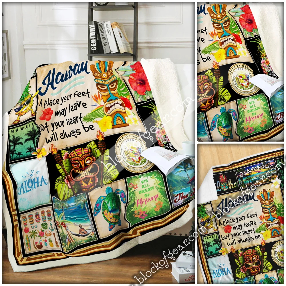 My Heart Is In Hawaii Sofa Throw Blanke