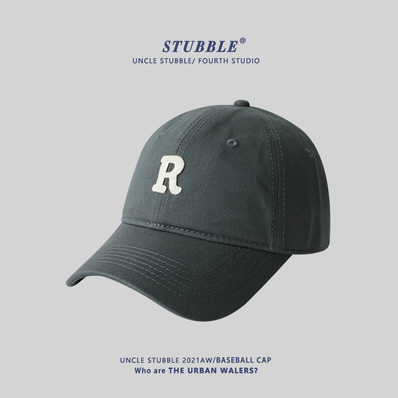 Unisex Korean soft-top baseball cap with lettering for all seasons men's cap in stock