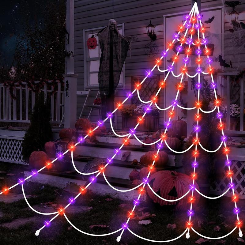 Purple Star Waterfall Hanging Light for Halloween and Christmas