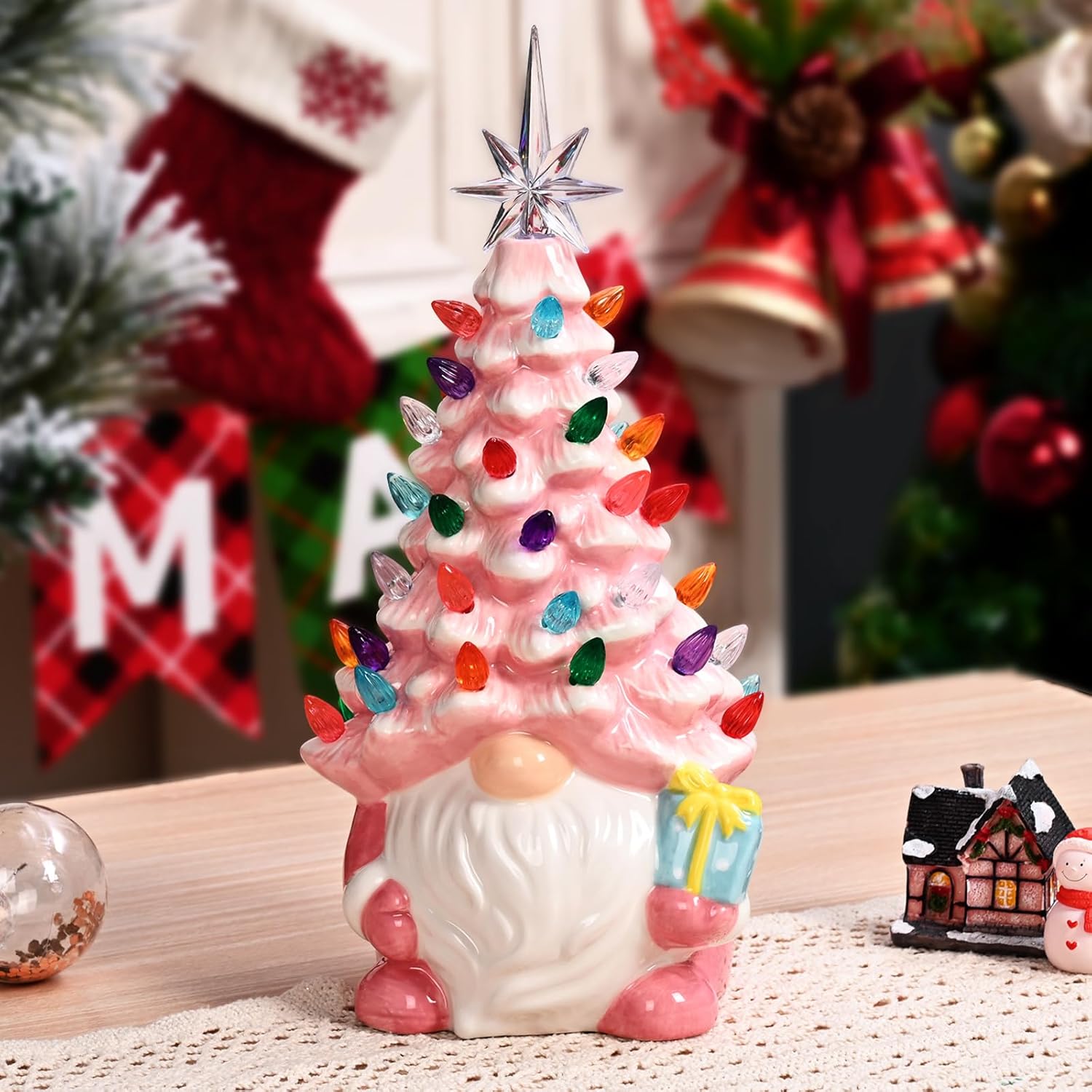 🎅2024 Christmas Promos🔥Lighted Up Gnomes Ceramic Christmas Tree
