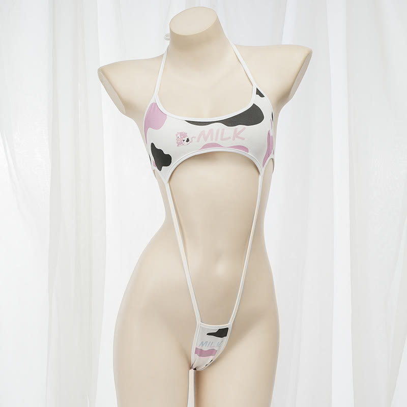 Cow Letter Print Jumpsuit Lingerie