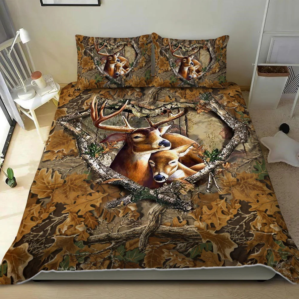 Deer Couple Quilt Bed Set