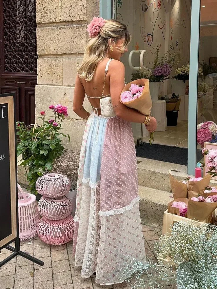 Strappy Patchwork Maxi Dress
