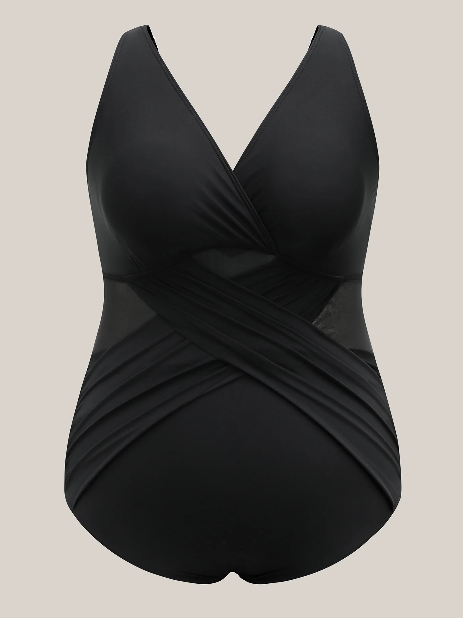 Cross-Over Sheer One-Piece Swimsuit