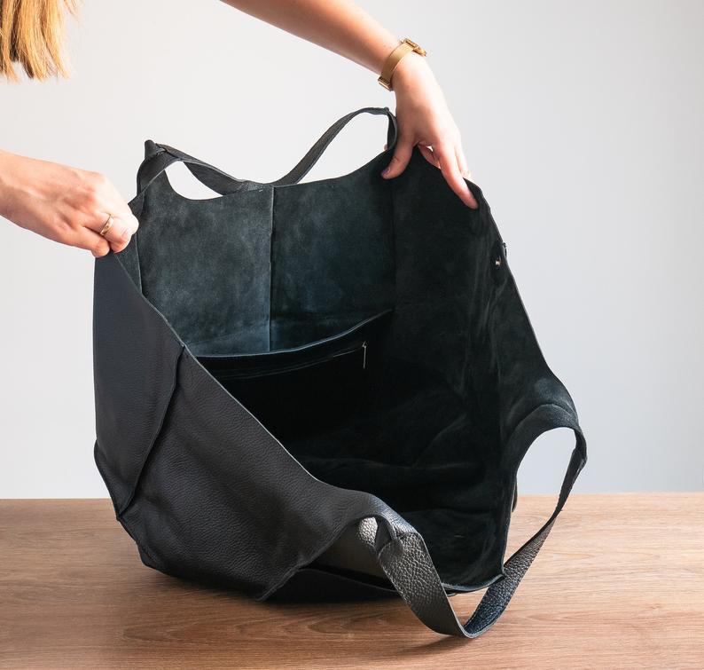 COGNAC LEATHER TOTE bag, Slouchy Tote, Cognac Handbag for Women, Every Day Bag, Women leather bag, Weekender Oversized bag