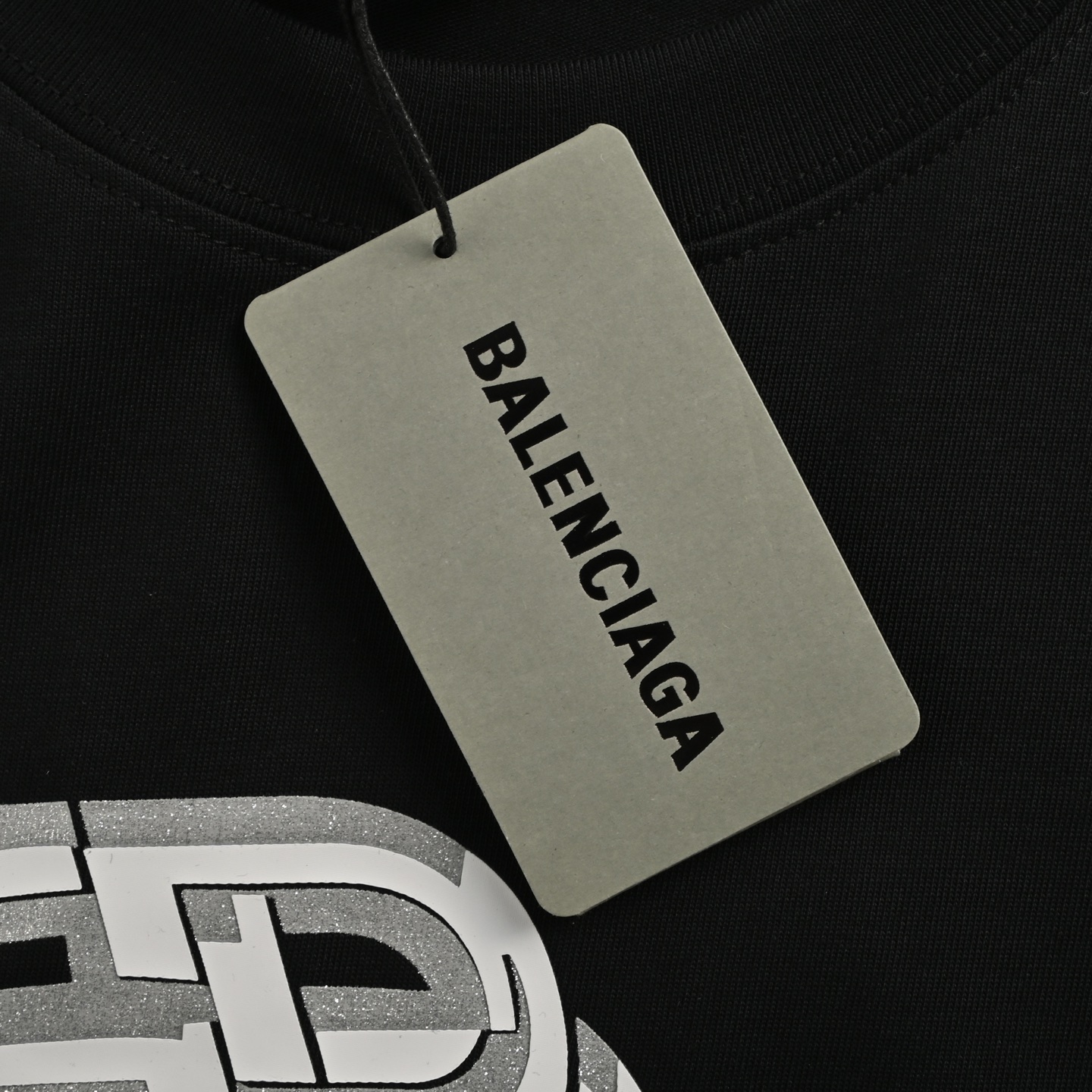 Balenciaga 25ss lock button silver embossed letter short sleeves