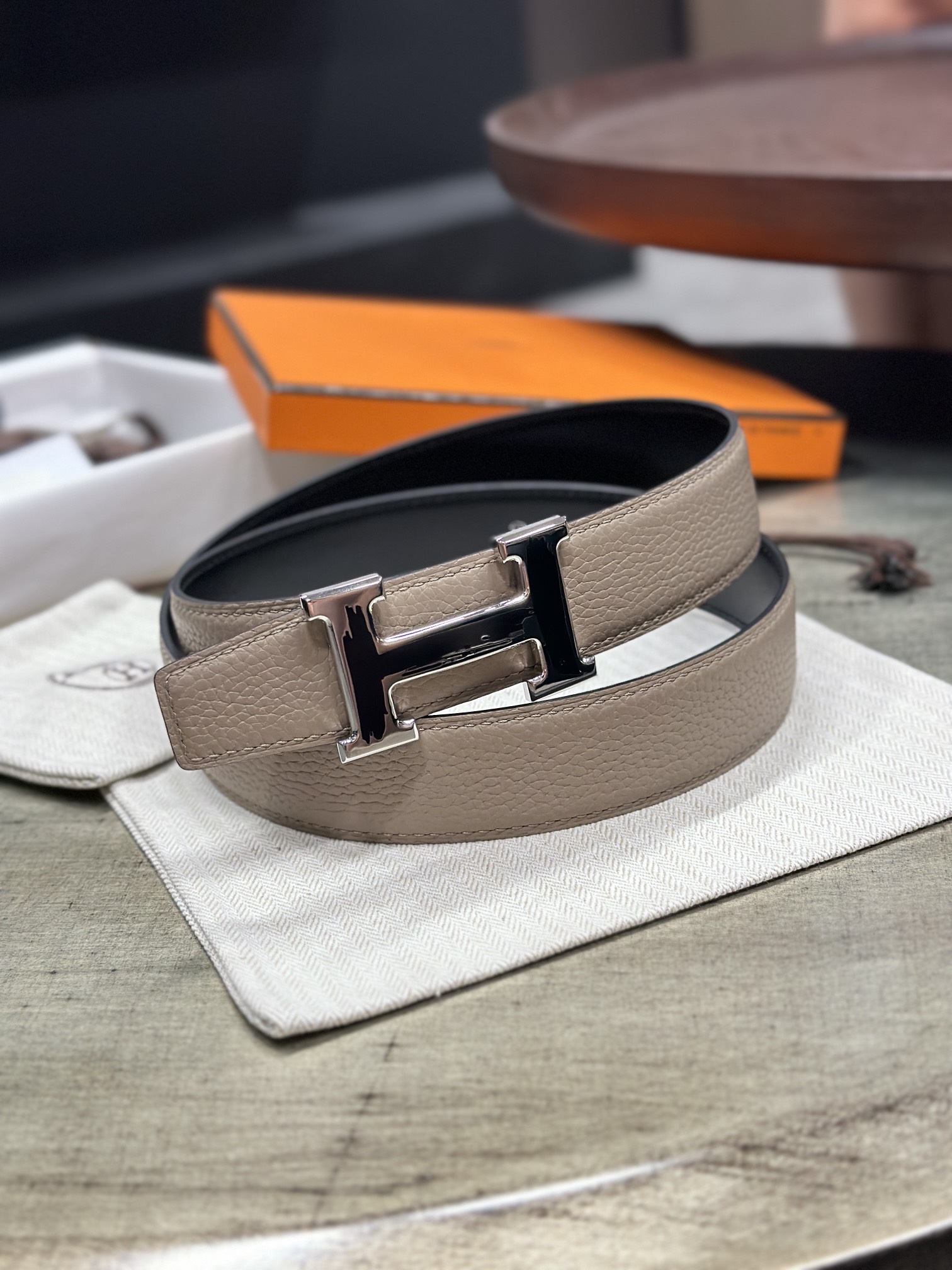 Hermès epsom double-faced calfskin belt 3.2CM wide