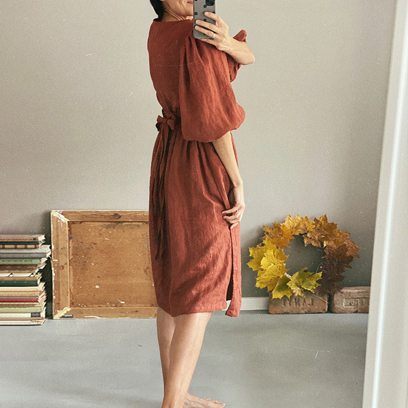 Casual Solid Color V Neck Strappy Midi Dress