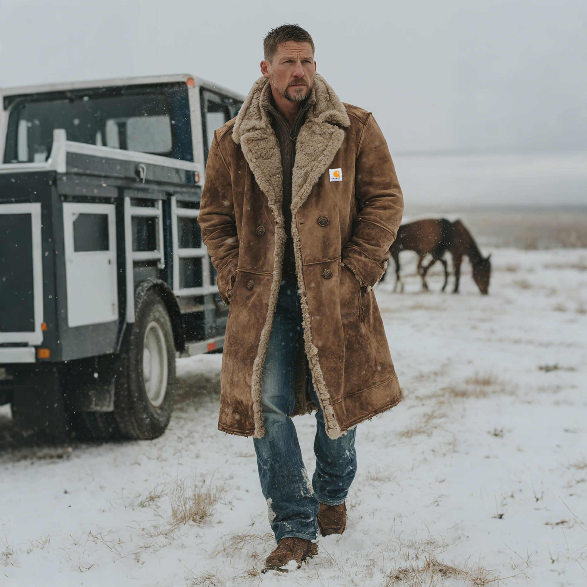 Winter-Ready Long Coat with Faux Fur Trim for Outdoor Adventures