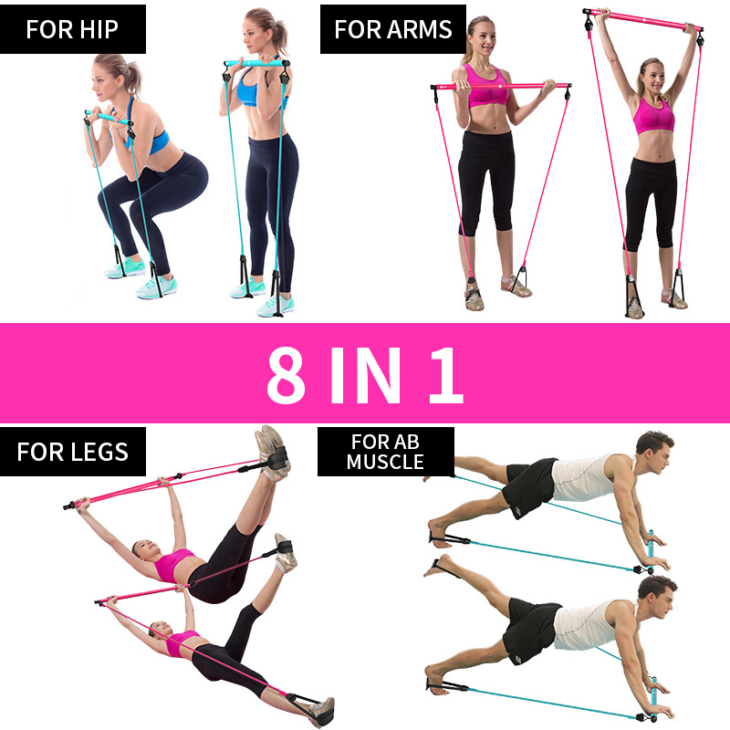 Portable Pilates Bar Kit with Resistance Band Exercise Stick🔥Buy 2 FREE SHIPPING