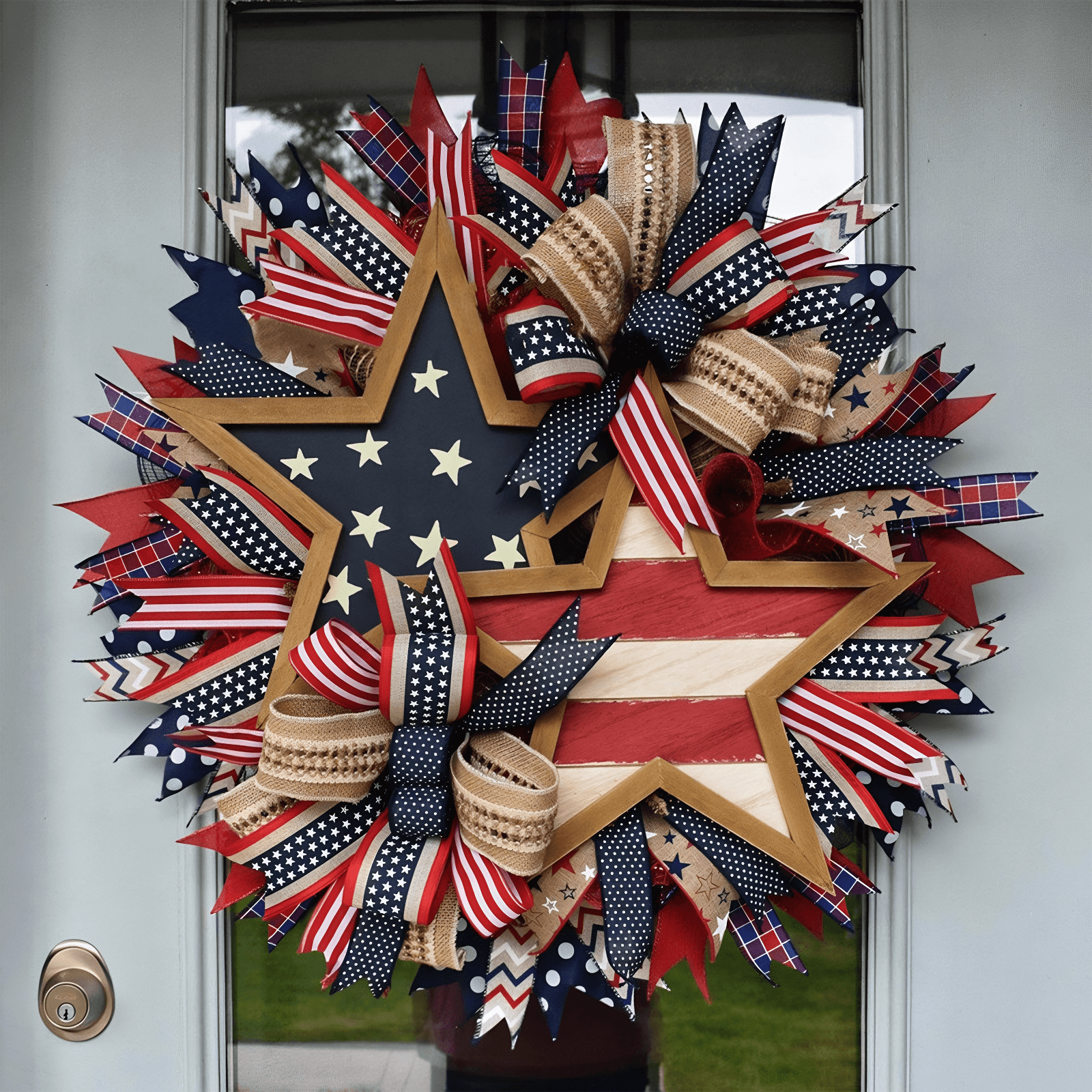 🔥[SAVE 50% OFF]--20 Inch/50cm Handmade American Patriotic Star Wreath -BUY 2 FREE SHIPPING