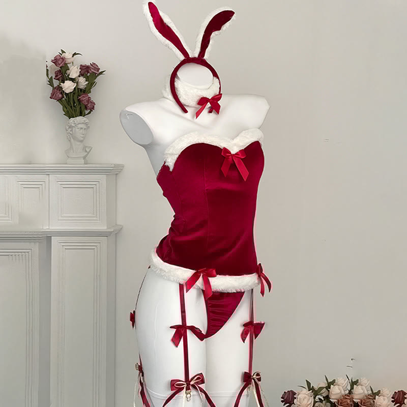 Bunny Ears Bow Lingerie Dress Set