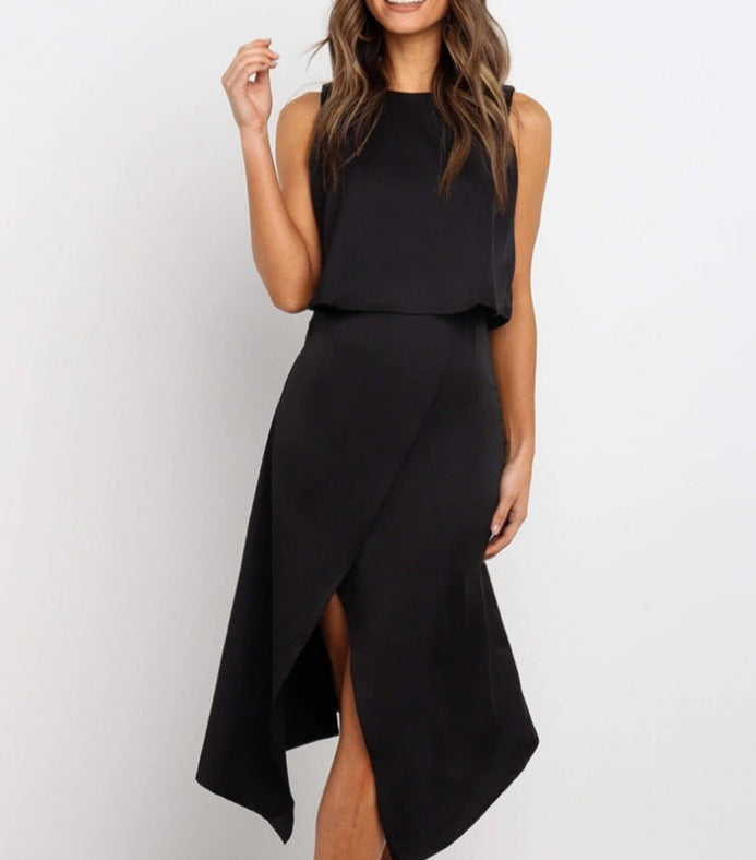 Round Neck Two-piece Set With Irregular Slits