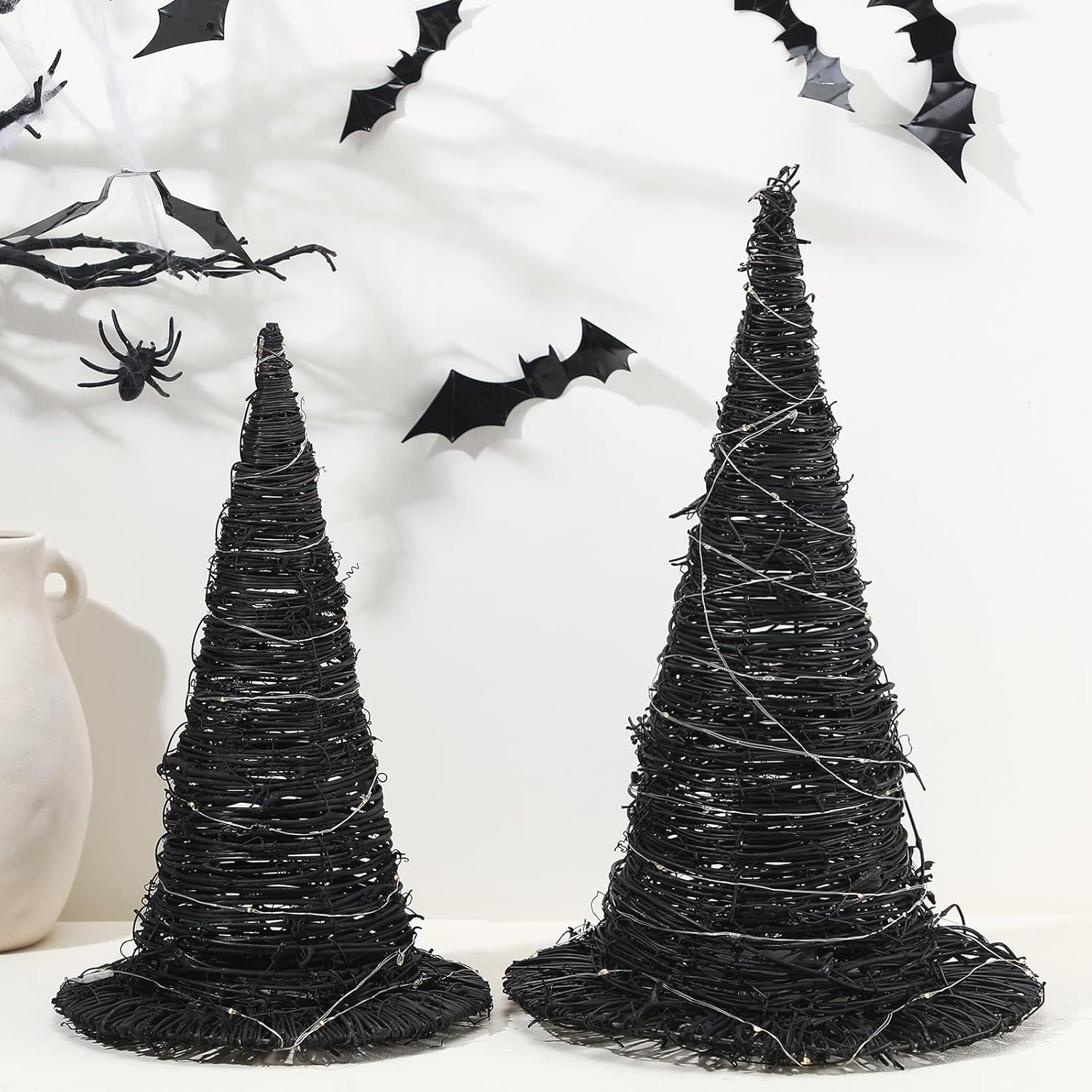 ✨Flash Sale✨Rattan Witch Hat Decor with String Lights