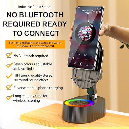 💥LAST DAY SALE 50% OFF🔥2024Upgraded Cell Phone Stand with Induction Speaker/Power Bank/Atmosphere Light（Functionality 5 in 1）