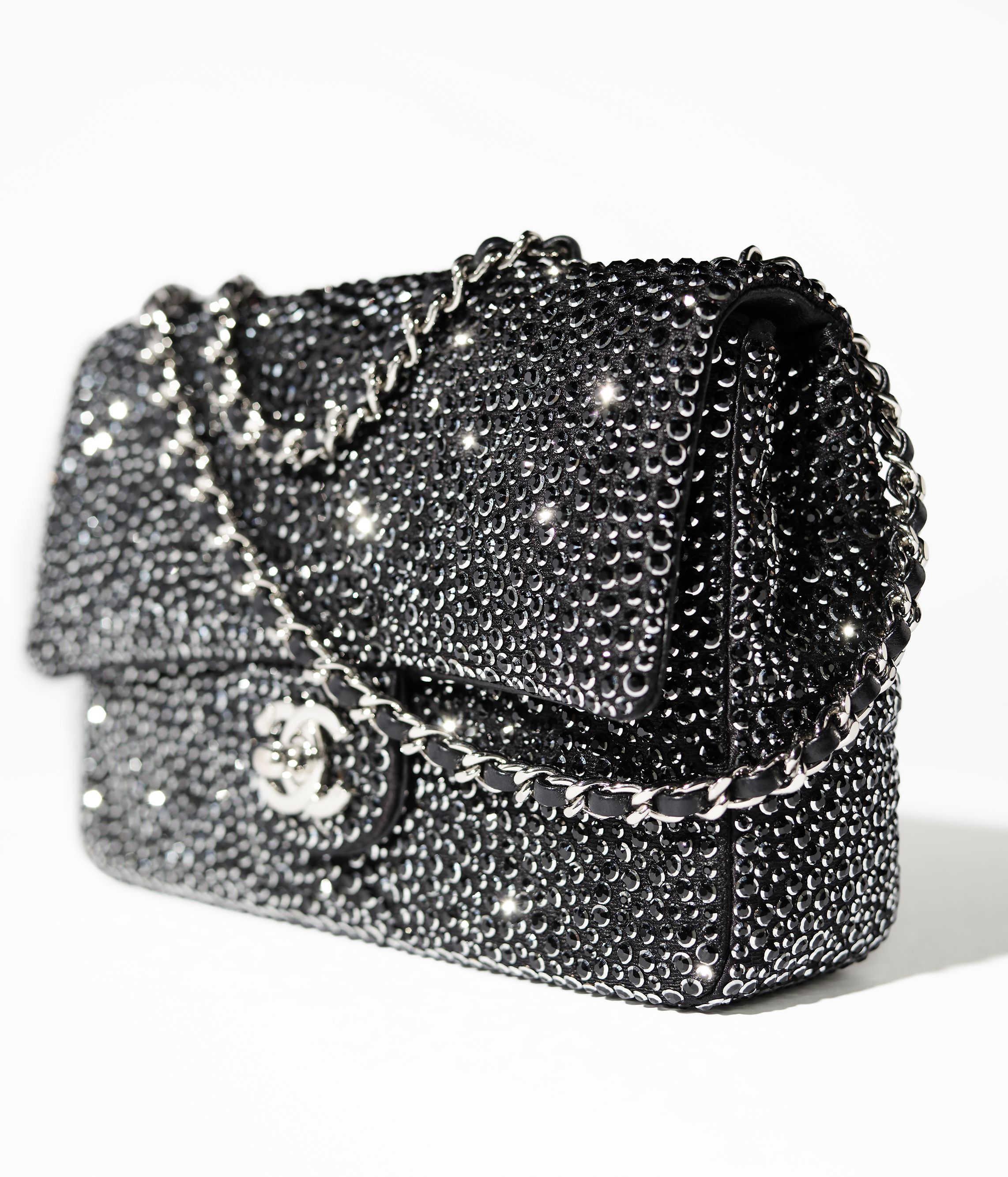 CHANEL Evening Bag Strass, Silver-Tone Metal Black AS4297-B18734-94305