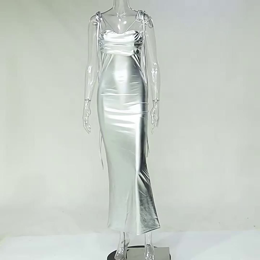 Sexy halter dress draped temperament dress