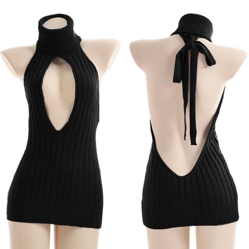 Hollow Out Front Backless Virgin Killer Cosplay Sweater