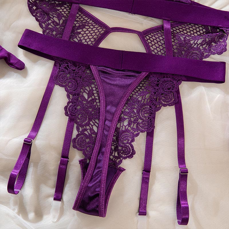 Lace Hollow Out See-through Lingerie Set