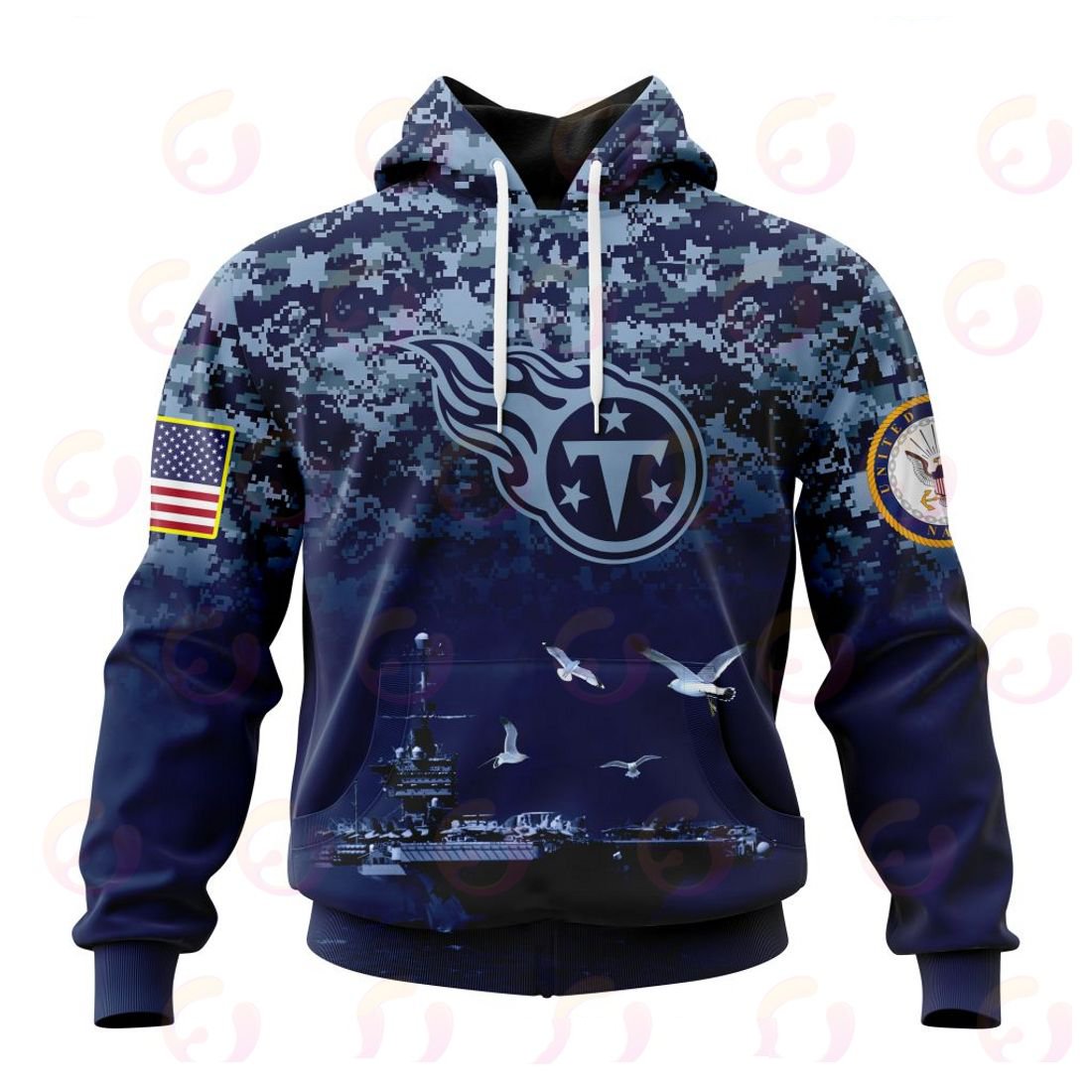 TENNESSEE TITANS 3D HOODIE HONOR US NAVY VETERANS