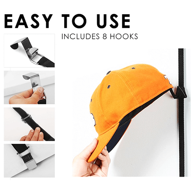 Adjustable Cap & Bag Storage Belt Door Rack