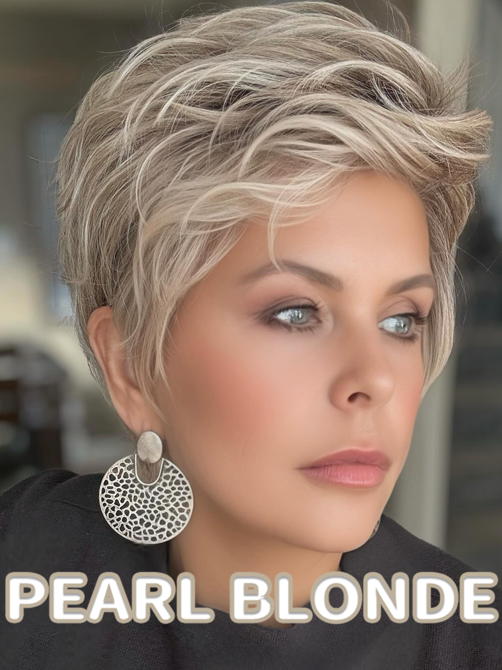 Textured Short Wig With Wind-Swept Layers