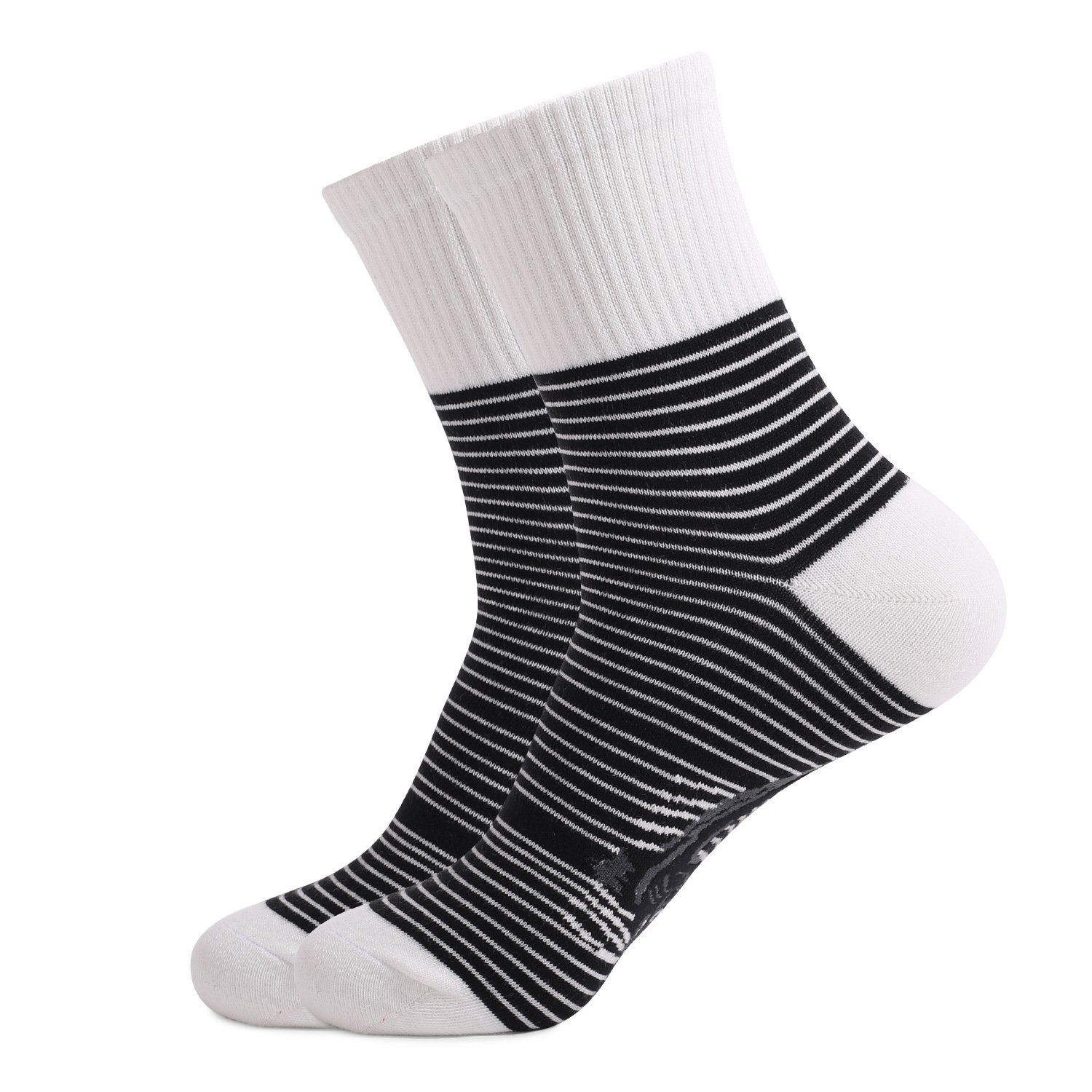 Black And White Striped Animal Cat Print Tube Socks