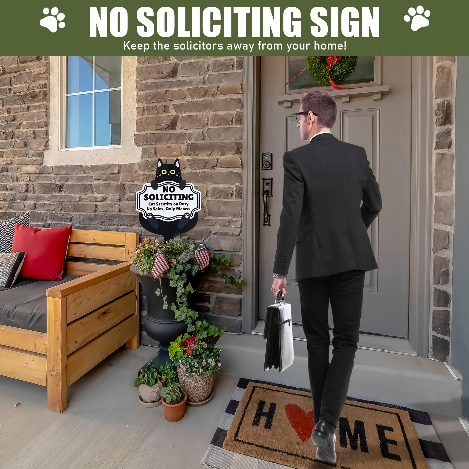 No Soliciting Sign for House, 9.45 Inch x 15.75 Inch