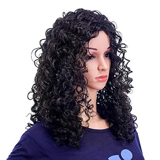 New Wigs Afro Curly Long Narural Black Curly  Hair Synthetic Glueless Frontal Lace Wigs for Black Women