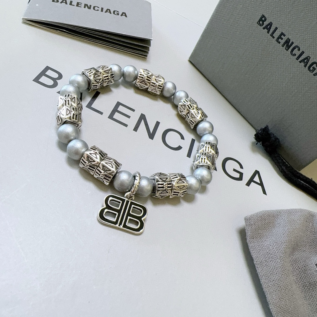 Balenciaga Liquid Metal Silver Pearl Bracelet