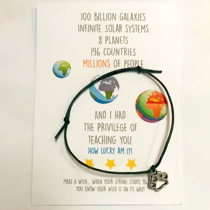 Goodbye Leaving Friends are like Stars Wish Bracelet and Personalised Card or Teachers gifts to class at end of term