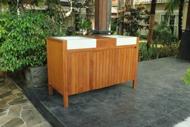 ASMUND Outdoor Console Table with 2 Sink Set