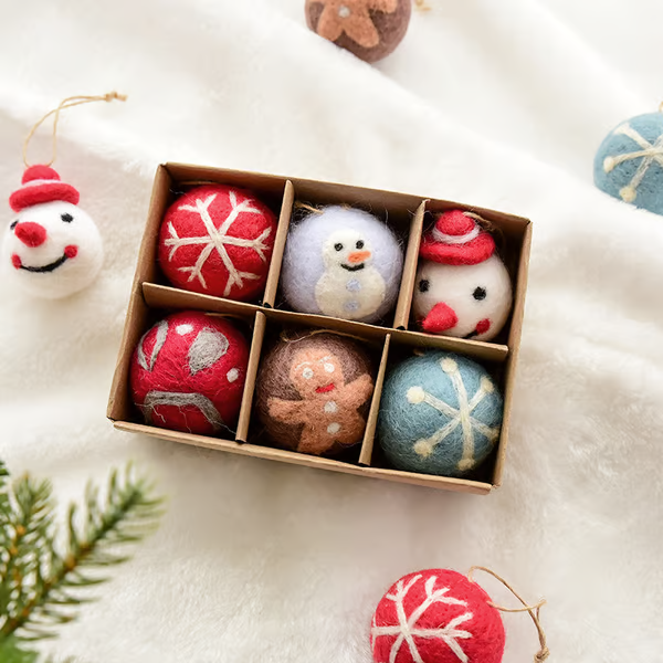 Snowflake Wool Felt Christmas Tree Baubles