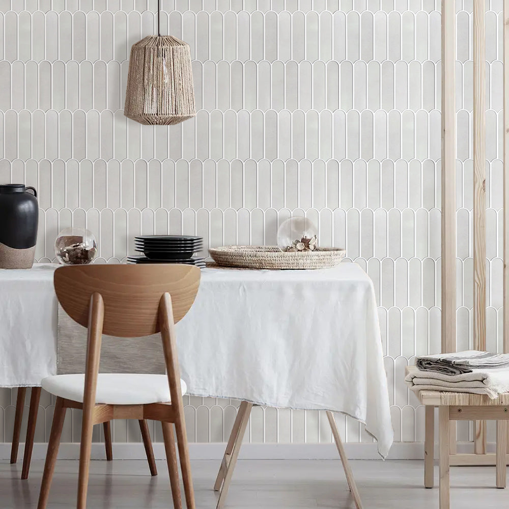 3D Mist Gray Fish Scale Peel and Stick Wall Tile