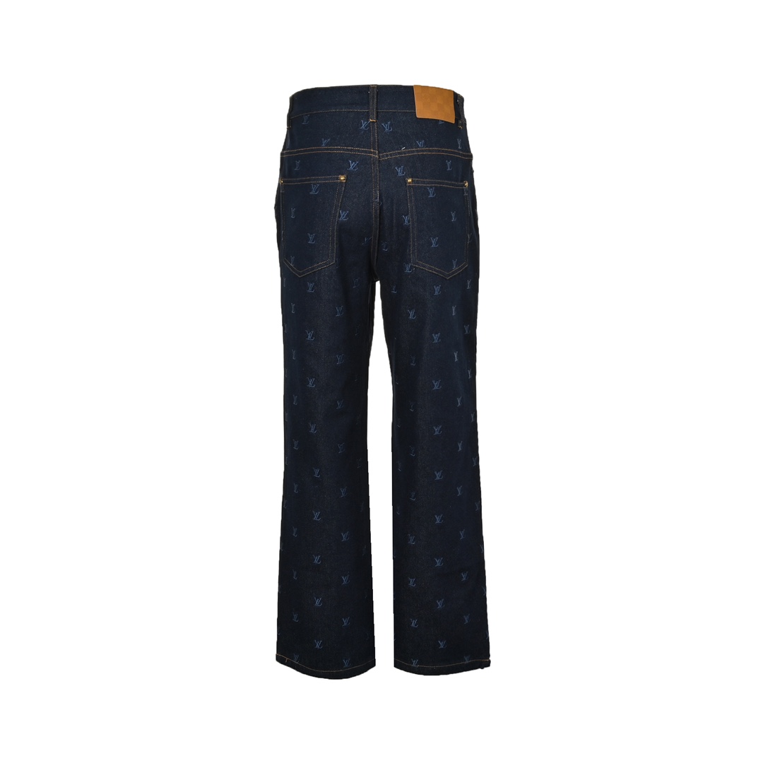 Louis Vuitton 24Fw all over print monogram logo embroidery suit jeans