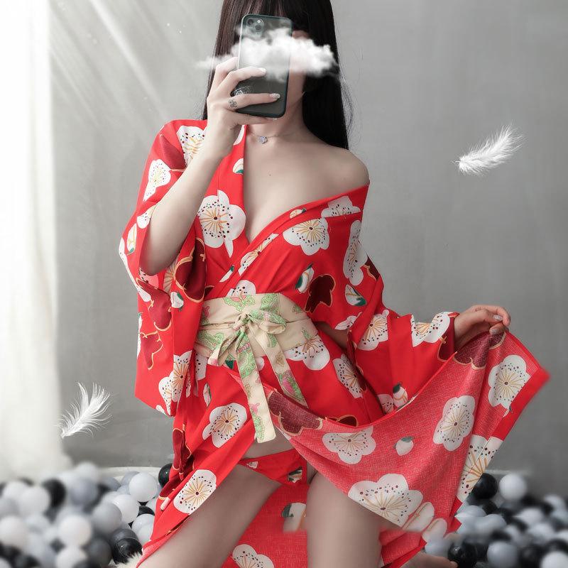 Sakura Print Japanese Kimono Lingerie Nightdress