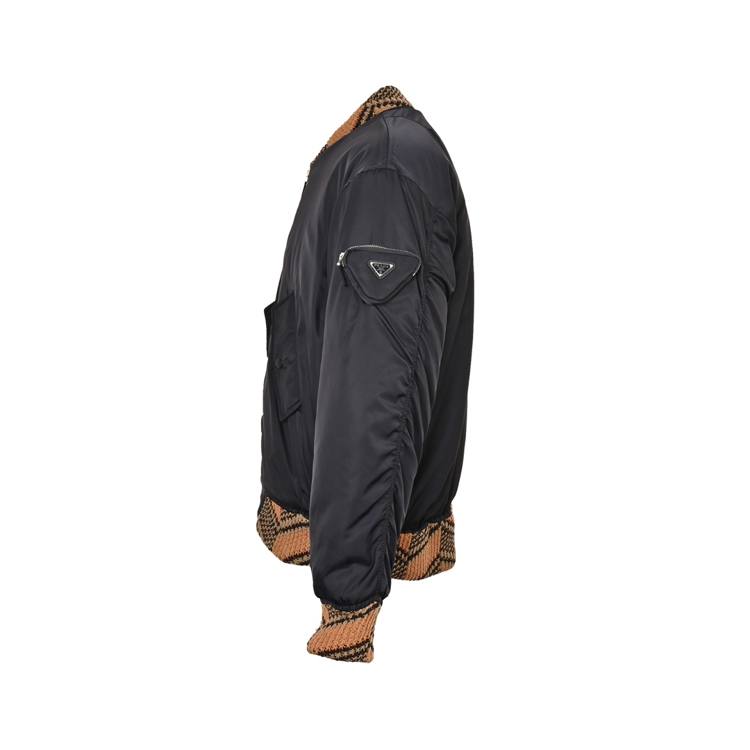Prada 24Fw lining sweater patchwork padded flight jacket