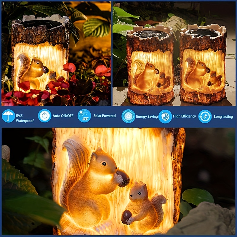 1pc Solar Squirrel Lights, Resin Garden Animal Statues For Garden Lawn, Outdoor Waterproof Landscape Lighting For Friend Birthday Wedding Planters Gifts Home Decoration Accessories Figurines