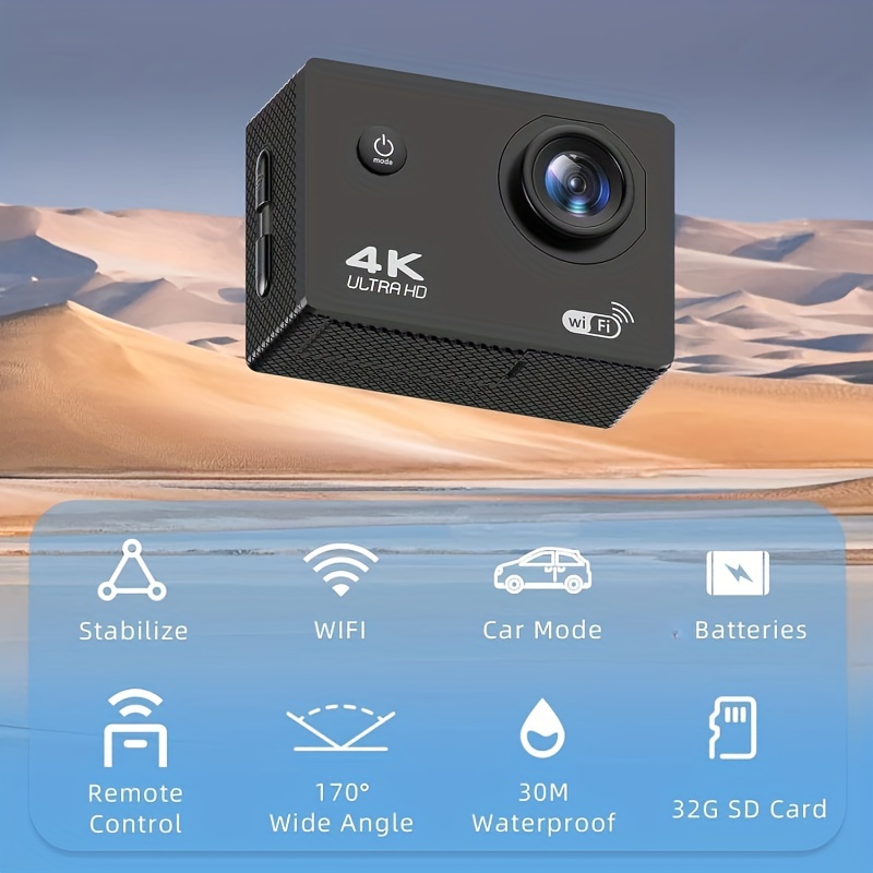 LUOSI Ultra HD Action Camera 4K 30fps, 1181.1inch Waterproof Camera, 170° Wide Angle Underwater Cameras With WiFi, Sports Camera