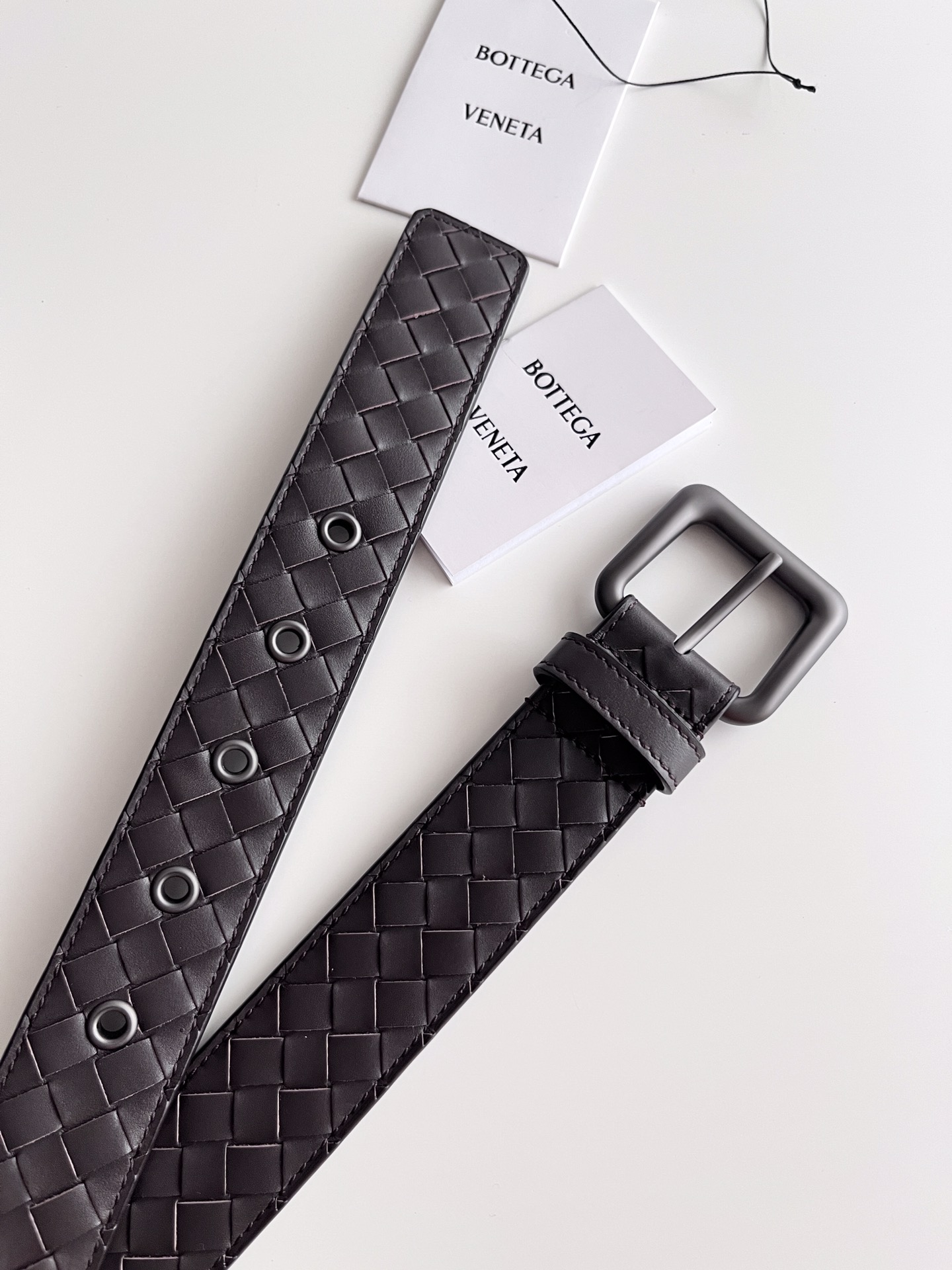 Bottega Veneta frosted pin buckle woven cowhide double-sided belt 3.5cm wide