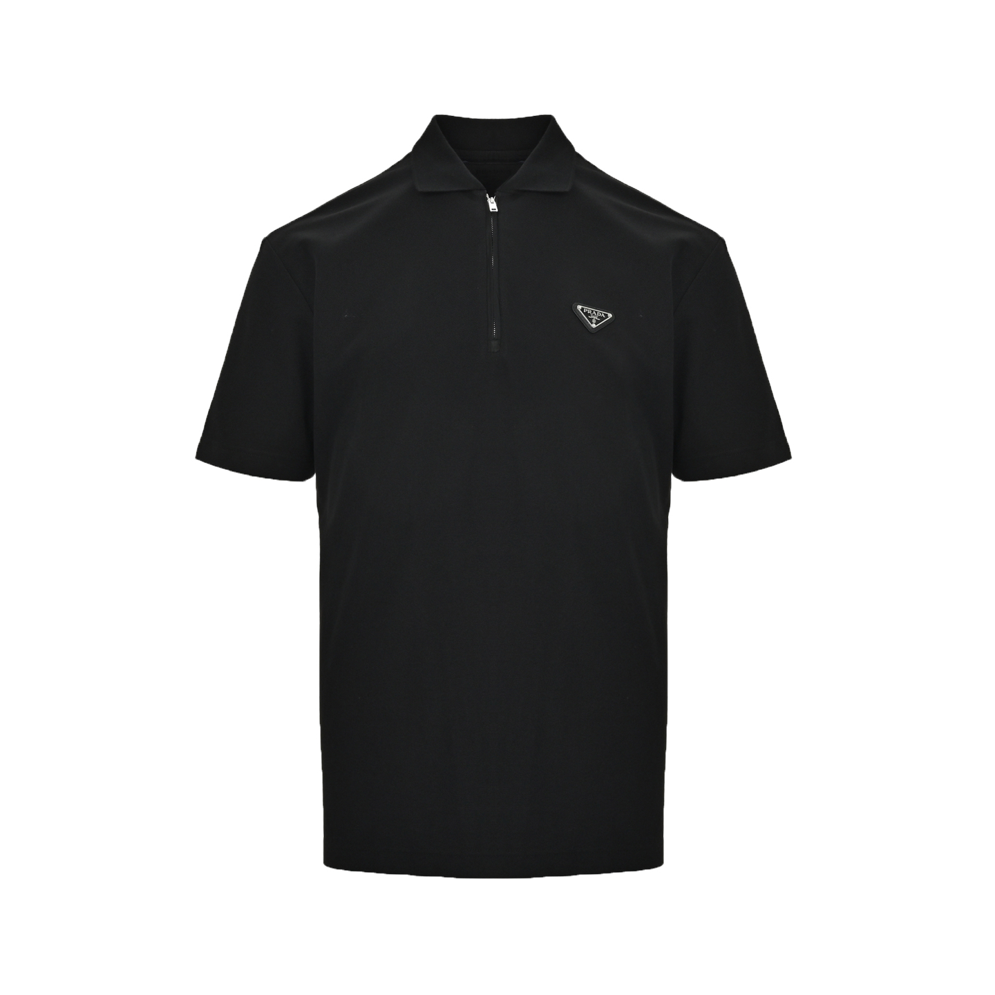 Prada 25ss triangle logo half zip polo short sleeve