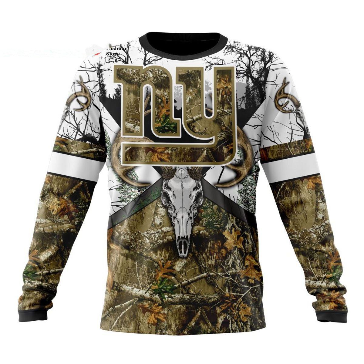 NEW YORK GIANTS DEER SKULL AND FOREST 3D HOODIE