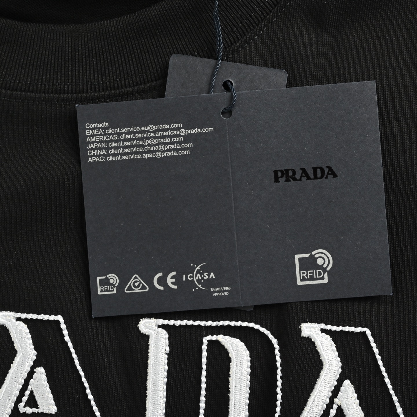 Prada 25ss shadow lettering embroidered short sleeve