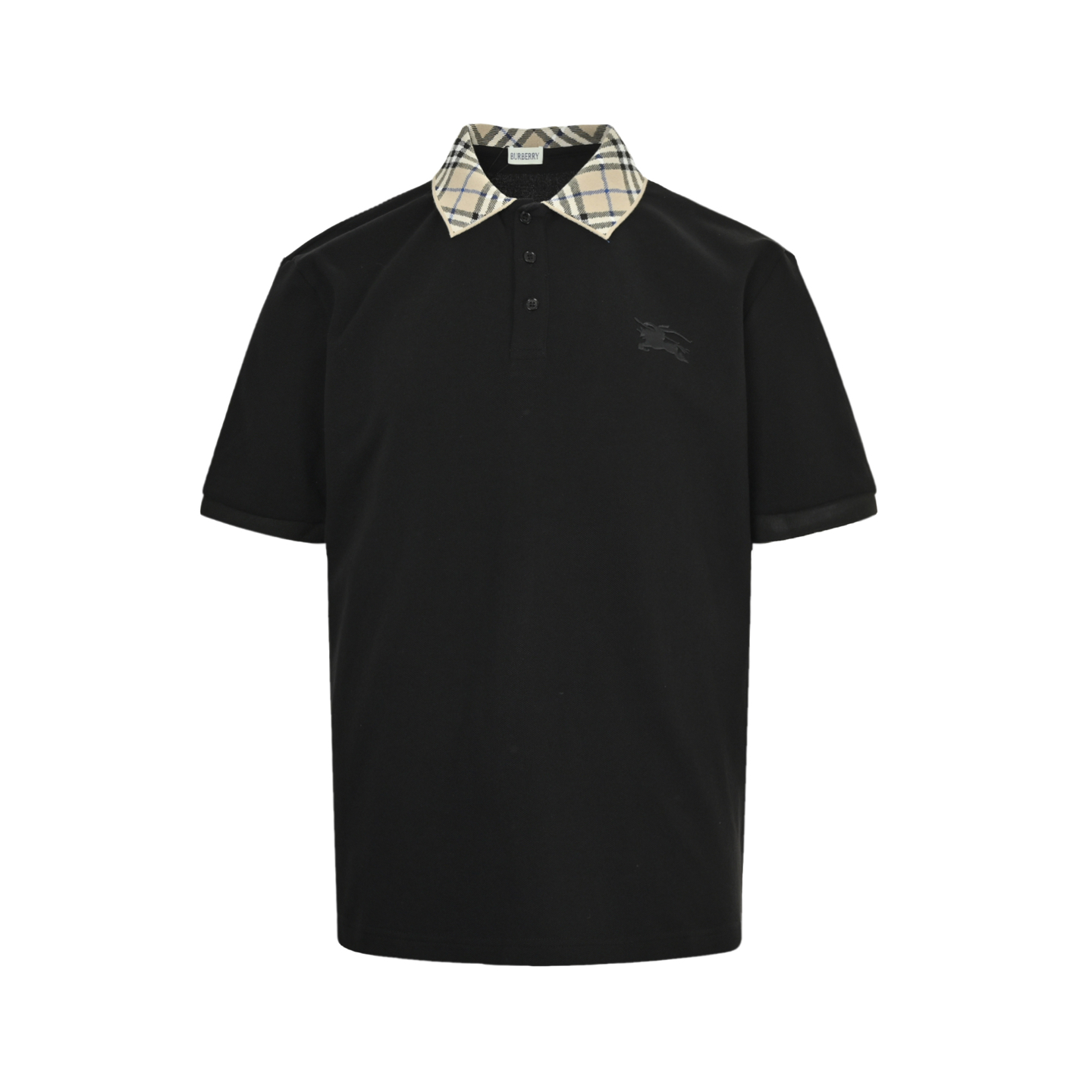 Burberry 25ss check lapel warhorse embroidered Polo short sleeve