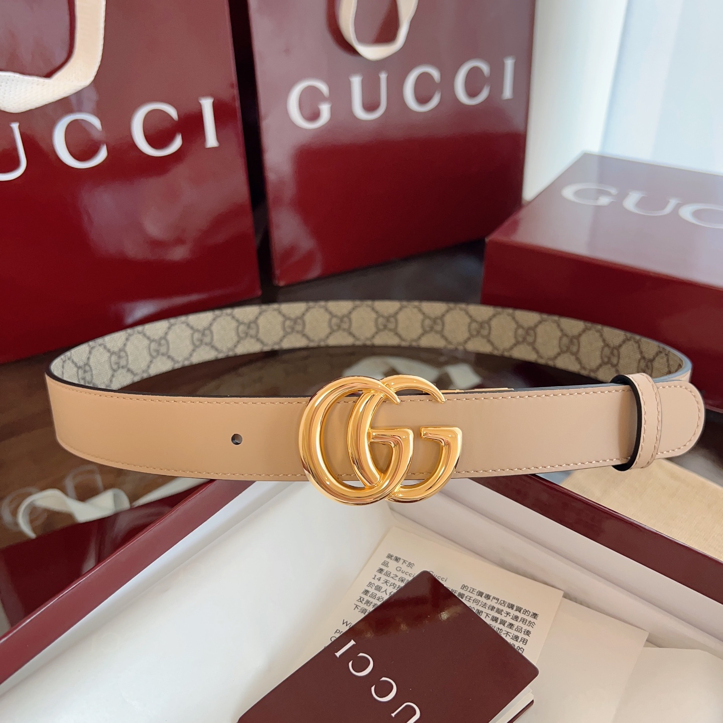 Gucci 2025 new double G buckle leather belt width 3.0cm