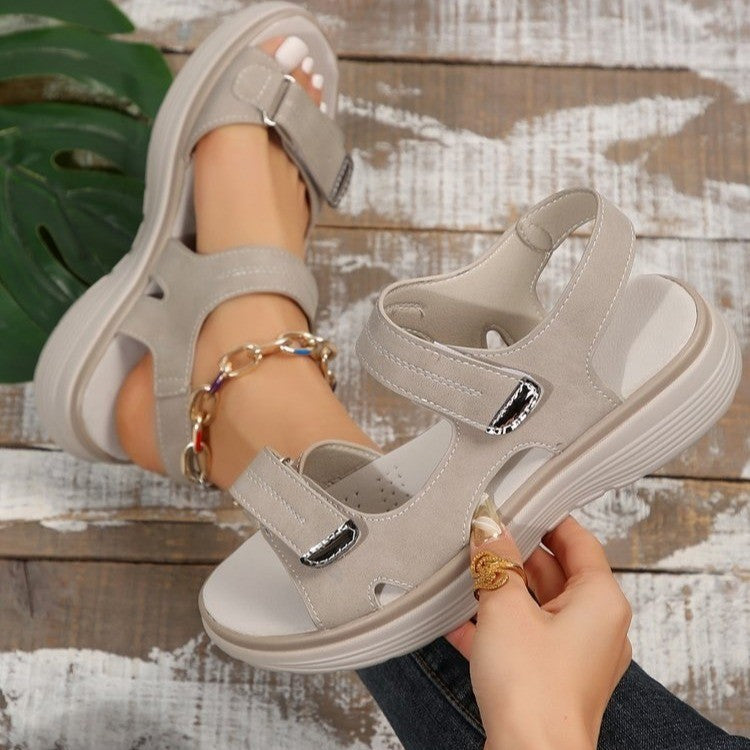 Summer Lightweight Beach Shoes: Casual Velcro-Design Fish Mouth Sports Sandals for Women